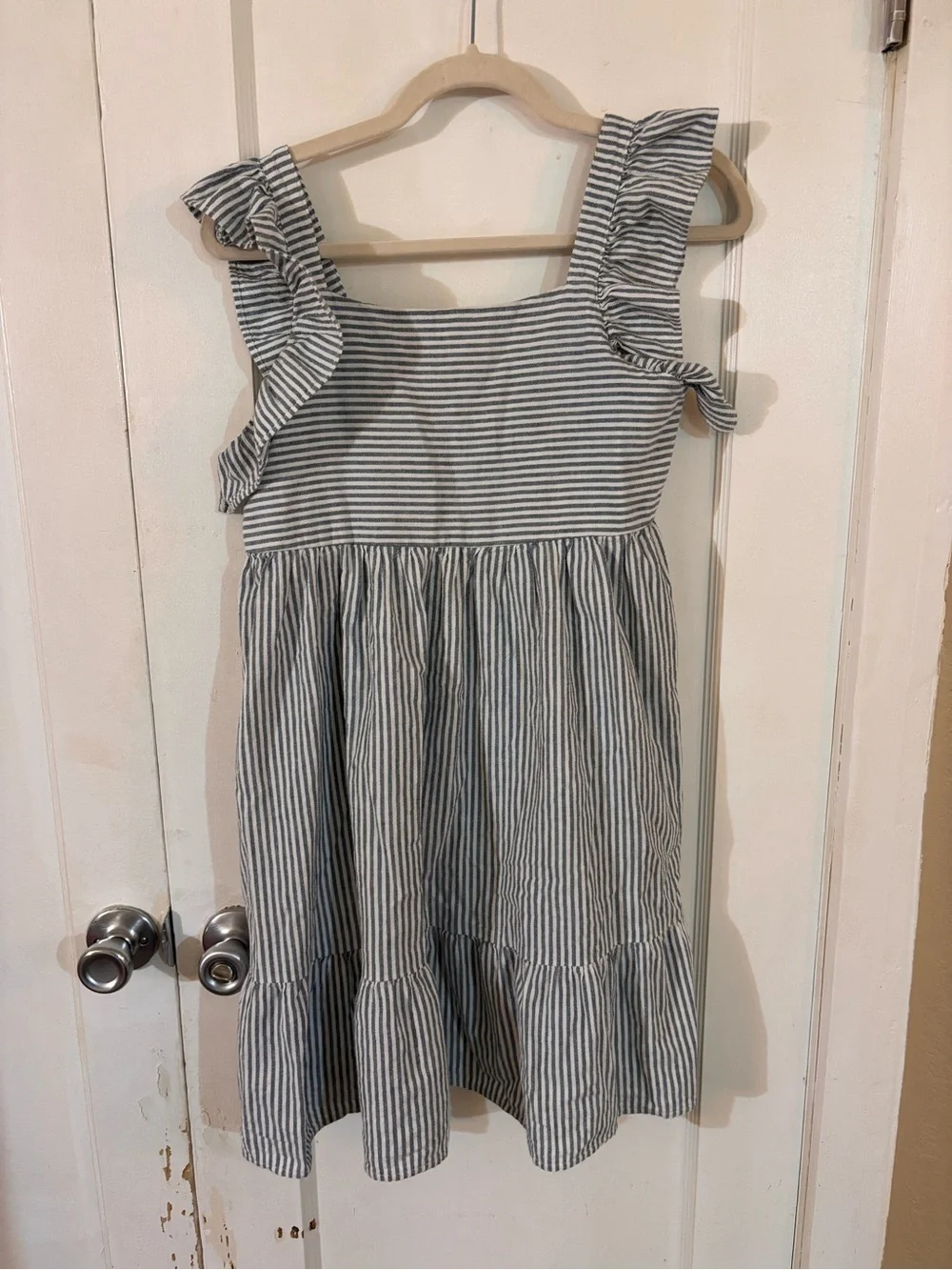 Cat & Jack Navy and White Striped Ruffle Strap Sundress